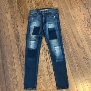 Flying Monkey jeans w/patchwork & distress. Sz 29